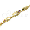 Pulsera Elegante 03.59.0037.08 Oro Laminado, con Multicolor Zirconia Cubica and Blanca Cristal, Pulido, Tono Dorado (14 MM Thickness, 8 Inches Length)