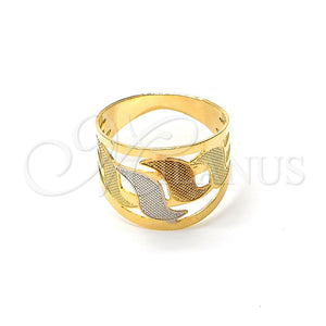 Anillo Elegante 117.019.08 Oro Laminado, Diamantado, Tres Tonos (Size 8)