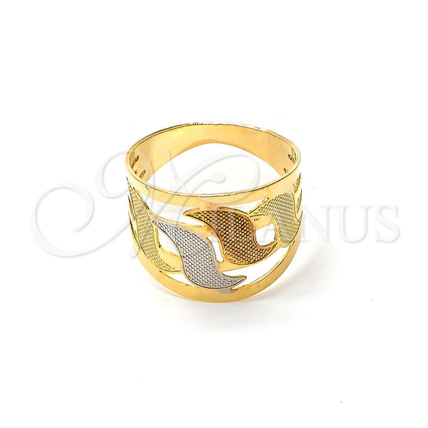 Anillo Elegante 117.019.08 Oro Laminado, Diamantado, Tres Tonos (Size 8)