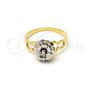 Anillo Elegante 01.21.0044.08 Oro Laminado, Diseño de Flor, Pulido, Dos Tonos (Size 8)
