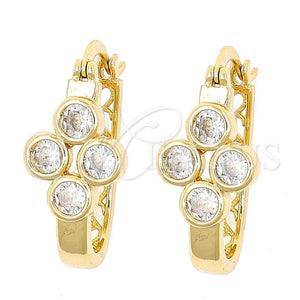 Argolla Pequeña 02.196.0022.15 Oro Laminado, con Blanca Zirconia Cubica, Pulido, Tono Dorado