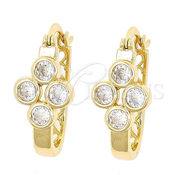 Argolla Pequeña 02.196.0022.15 Oro Laminado, con Blanca Zirconia Cubica, Pulido, Tono Dorado