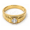 Anillo de Hombre 5.175.021.08 Oro Laminado, con Blanca Zirconia Cubica, Diamantado, Tono Dorado (Size 8)