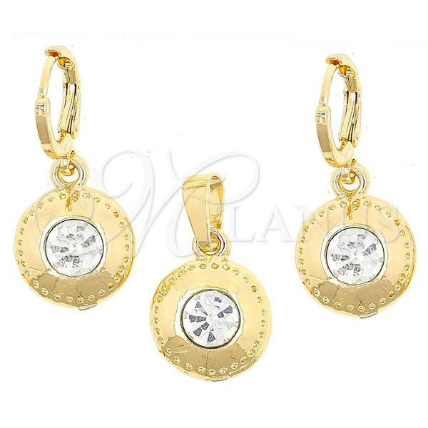 Juego de Arete y Dije de Adulto 10.150.0031.2 Oro Laminado, con Blanca Cristal, Diamantado, Tono Dorado
