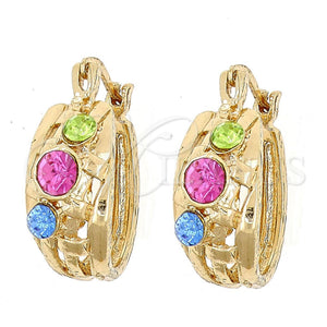 Argolla Pequeña 02.150.0008 Oro Laminado, con Multicolor Cristal, Pulido, Tono Dorado