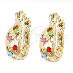 Argolla Pequeña 02.150.0009 Oro Laminado, con Multicolor Cristal, Pulido, Tono Dorado