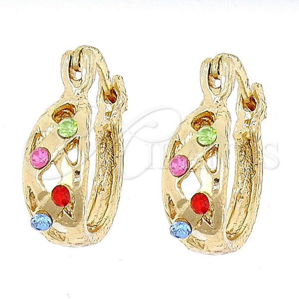 Argolla Pequeña 02.150.0009 Oro Laminado, con Multicolor Cristal, Pulido, Tono Dorado