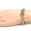 Pulsera Elegante 03.206.0017.07 Oro Laminado, Diseño de Flor y Oja, con Granate and Blanca Zirconia Cubica, Pulido, Tono Dorado (07 MM Thickness, 7 Inches Length)