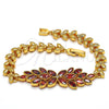 Pulsera Elegante 03.206.0017.07 Oro Laminado, Diseño de Flor y Oja, con Granate and Blanca Zirconia Cubica, Pulido, Tono Dorado (07 MM Thickness, 7 Inches Length)