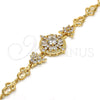 Pulsera Elegante 03.205.0019.07 Oro Laminado, Diseño de Flor y Oja, con Blanca Zirconia Cubica, Pulido, Tono Dorado (09 MM Thickness, 7 Inches Length)