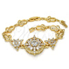 Pulsera Elegante 03.205.0019.07 Oro Laminado, Diseño de Flor y Oja, con Blanca Zirconia Cubica, Pulido, Tono Dorado (09 MM Thickness, 7 Inches Length)