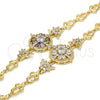 Pulsera Elegante 03.205.0019.07 Oro Laminado, Diseño de Flor y Oja, con Blanca Zirconia Cubica, Pulido, Tono Dorado (09 MM Thickness, 7 Inches Length)