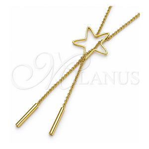 Gargantilla Elegante 04.63.1280.36 Oro Laminado, Diseño de Estrella y Rolo, Pulido, Tono Dorado (36 Inches Length)
