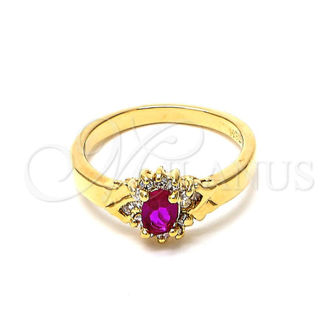 Anillo Multi Piedra 5.172.027.09 Oro Laminado, con Granate and Blanca Zirconia Cubica, Pulido, Tono Dorado (Size 9)