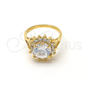 Anillo Multi Piedra 5.176.054.08 Oro Laminado, Diseño de Cluster, con Blanca Zirconia Cubica, Pulido, Tono Dorado (Size 8)