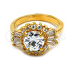Anillo Multi Piedra 5.170.021.08 Oro Laminado, Diseño de Baguette y Cluster, con Blanca Zirconia Cubica, Pulido, Tono Dorado (Size 8)