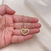 Collares con Dije 04.156.0089.1.18 Oro Laminado, Diseño de Mama y Corazón, con Blanca Zirconia Cubica, Pulido, Tono Dorado (01 MM Thickness, 18 Inches Length)