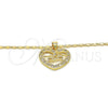 Collares con Dije 04.156.0089.1.18 Oro Laminado, Diseño de Mama y Corazón, con Blanca Zirconia Cubica, Pulido, Tono Dorado (01 MM Thickness, 18 Inches Length)