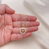 Collares con Dije 04.63.1274.18 Oro Laminado, Diseño de Mama y Corazón, con Blanca Zirconia Cubica, Pulido, Tono Dorado (01 MM Thickness, 18 Inches Length)