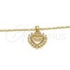 Collares con Dije 04.63.1274.18 Oro Laminado, Diseño de Mama y Corazón, con Blanca Zirconia Cubica, Pulido, Tono Dorado (01 MM Thickness, 18 Inches Length)