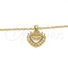 Collares con Dije 04.63.1274.18 Oro Laminado, Diseño de Mama y Corazón, con Blanca Zirconia Cubica, Pulido, Tono Dorado (01 MM Thickness, 18 Inches Length)