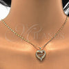 Collares con Dije 04.63.1276.18 Oro Laminado, Diseño de Mama y Corazón, con Blanca Micro Pave and Blanca Zirconia Cubica, Pulido, Tono Dorado (01 MM Thickness, 18 Inches Length)