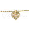 Collares con Dije 04.63.1276.18 Oro Laminado, Diseño de Mama y Corazón, con Blanca Micro Pave and Blanca Zirconia Cubica, Pulido, Tono Dorado (01 MM Thickness, 18 Inches Length)