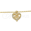 Collares con Dije 04.63.1276.18 Oro Laminado, Diseño de Mama y Corazón, con Blanca Micro Pave and Blanca Zirconia Cubica, Pulido, Tono Dorado (01 MM Thickness, 18 Inches Length)