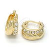 Argolla Huggie 02.168.0030.1 Oro Laminado, con Blanca Cristal, Pulido, Tono Dorado
