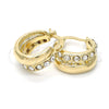 Argolla Huggie 02.168.0030.1 Oro Laminado, con Blanca Cristal, Pulido, Tono Dorado