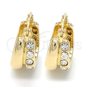 Argolla Huggie 02.168.0030.1 Oro Laminado, con Blanca Cristal, Pulido, Tono Dorado