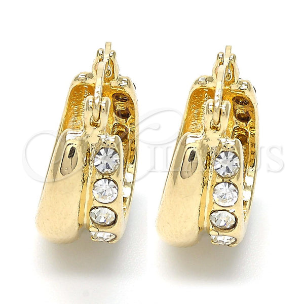 Argolla Huggie 02.168.0030.1 Oro Laminado, con Blanca Cristal, Pulido, Tono Dorado