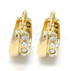 Argolla Huggie 02.168.0030.1 Oro Laminado, con Blanca Cristal, Pulido, Tono Dorado