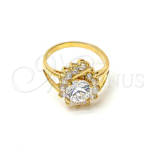 Anillo Multi Piedra 120.016.4.09 Oro Laminado, con Blanca Zirconia Cubica, Pulido, Tono Dorado (Size 9)