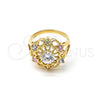 Anillo Multi Piedra 5.172.035.09 Oro Laminado, Diseño de Flor, con Zirconia Cubica Multicolor, Diamantado, Tono Dorado (Tamaño 9)