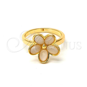 Anillo Multi Piedra 01.65.1016.09 Oro Laminado, Diseño de Flor, con Onix Negro Opal, Pulido, Tono Dorado (Size 9)