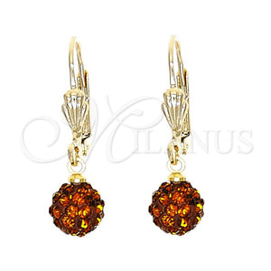 Arete Colgante 5.120.013.1 Oro Laminado, Diseño de Bola, con Onix Negro Cristal, Pulido, Tono Dorado
