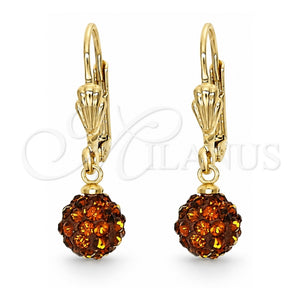 Arete Colgante 5.120.013.1 Oro Laminado, Diseño de Bola, con Onix Negro Cristal, Pulido, Tono Dorado