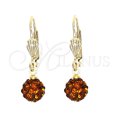 Arete Colgante 5.120.013.1 Oro Laminado, Diseño de Bola, con Onix Negro Cristal, Pulido, Tono Dorado