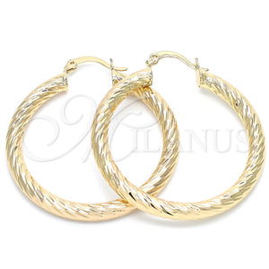 Argolla Mediana 5.139.009.40 Oro Laminado, Diseño de Hueco, Diamantado, Tono Dorado