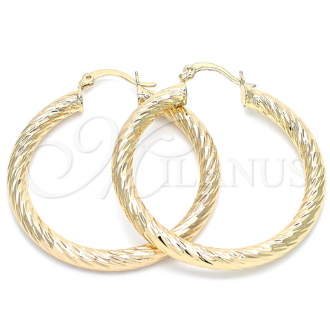 Argolla Mediana 5.139.009.40 Oro Laminado, Diseño de Hueco, Diamantado, Tono Dorado