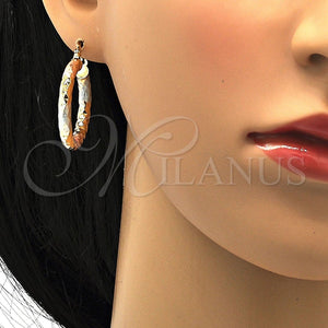 Argolla Mediana 02.170.0044.1.30 Oro Laminado, Diseño de Hueco, Diamantado, Tres Tonos