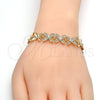 Pulsera Elegante 03.171.0052.07 Oro Laminado, Diseño de Flor y Corazón, con Blanca Cristal, Pulido, Tono Dorado (12 MM Thickness, 7 Inches Length)
