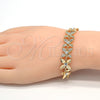 Pulsera Elegante 03.171.0052.07 Oro Laminado, Diseño de Flor y Corazón, con Blanca Cristal, Pulido, Tono Dorado (12 MM Thickness, 7 Inches Length)