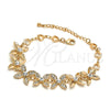 Pulsera Elegante 03.171.0052.07 Oro Laminado, Diseño de Flor y Corazón, con Blanca Cristal, Pulido, Tono Dorado (12 MM Thickness, 7 Inches Length)