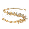 Pulsera Elegante 03.171.0052.07 Oro Laminado, Diseño de Flor y Corazón, con Blanca Cristal, Pulido, Tono Dorado (12 MM Thickness, 7 Inches Length)