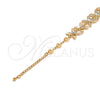Pulsera Elegante 03.171.0052.07 Oro Laminado, Diseño de Flor y Corazón, con Blanca Cristal, Pulido, Tono Dorado (12 MM Thickness, 7 Inches Length)