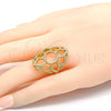 Anillo Multi Piedra 01.118.0016.08 Oro Laminado, Diseño de Flor, con Blanca Cristal, Pulido, Tono Dorado (Size 8)