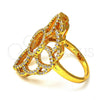 Anillo Multi Piedra 01.118.0016.09 Oro Laminado, Diseño de Flor, con Blanca Cristal, Pulido, Tono Dorado (Size 9)