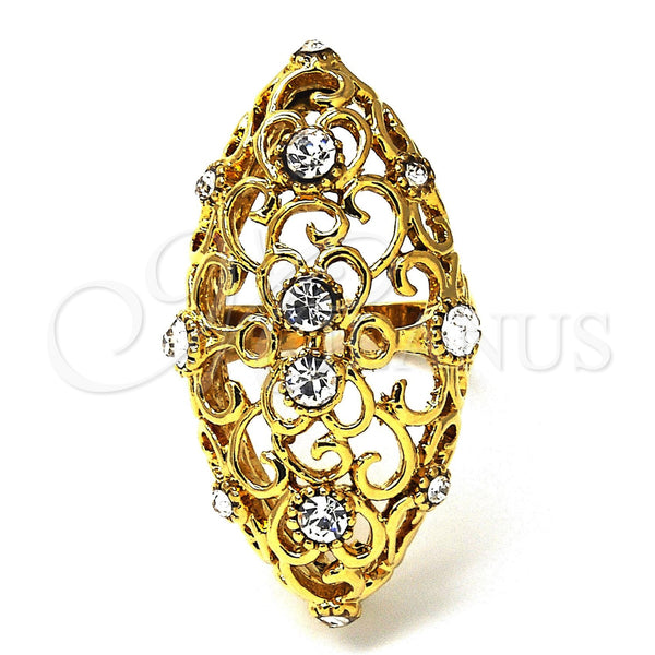 Anillo Multi Piedra 01.118.0021.07 Oro Laminado, con Blanca Cristal, Pulido, Tono Dorado (Size 7)